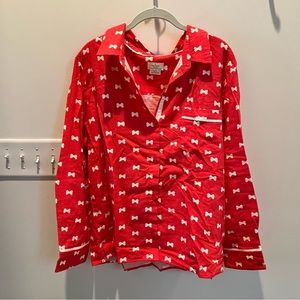 Kate Spade Red White Bow Flannel Pajamas